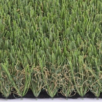 Synthetic turf, close view, M-shape blades, green and brown thatching, Emerald Green, Lime Green color fake grass. Synthetic turf, close view, M-shape blades, green and brown thatching, Emerald Green, Lime Green color fake grass.